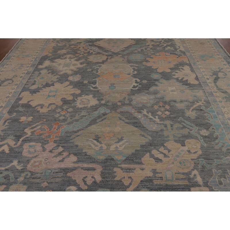 Oushak Turkish Area Rug Handmade Grey Vegetable Dye Wool Carpet - 9'6"x 11'10"