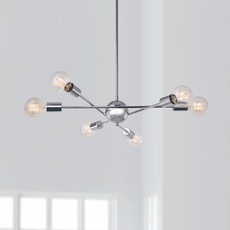 6-Light Modern Metal Sputnik Mobile Chandelier