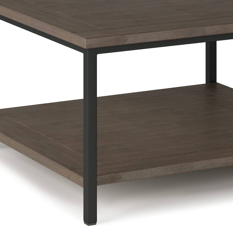 WYNDENHALL Rhonda Solid Mango Wood & Metal Industrial Coffee Table - 34 W x 34 D x 18 H
