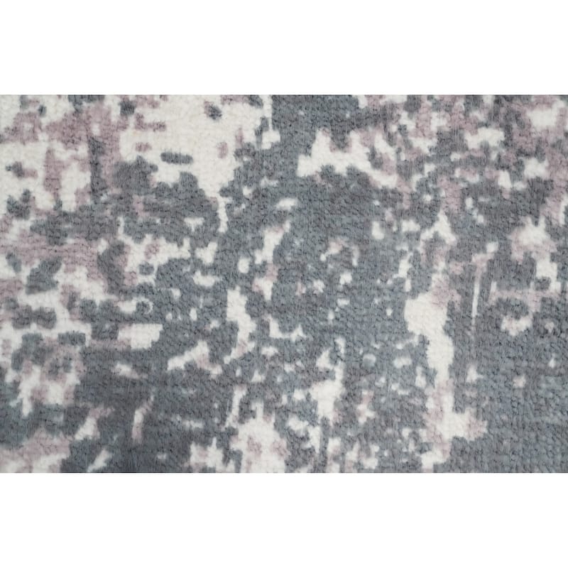 Hand Knotted Oriental Viscose Silk Carpet Modern Abstract Greys & Charcoal Abstract Area Rug - 4' 0'' X 2' 0''
