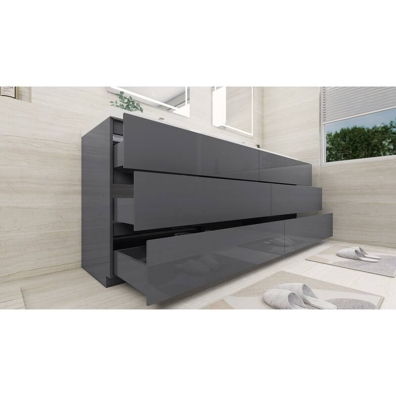 Aron 84'' Freestanding Vanity with Double Reinforced Acrylic Sink