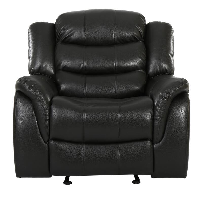 Roomfitters Classic Oversized Glider Recliner Chair with PU Leather Upholstery, Black Berry