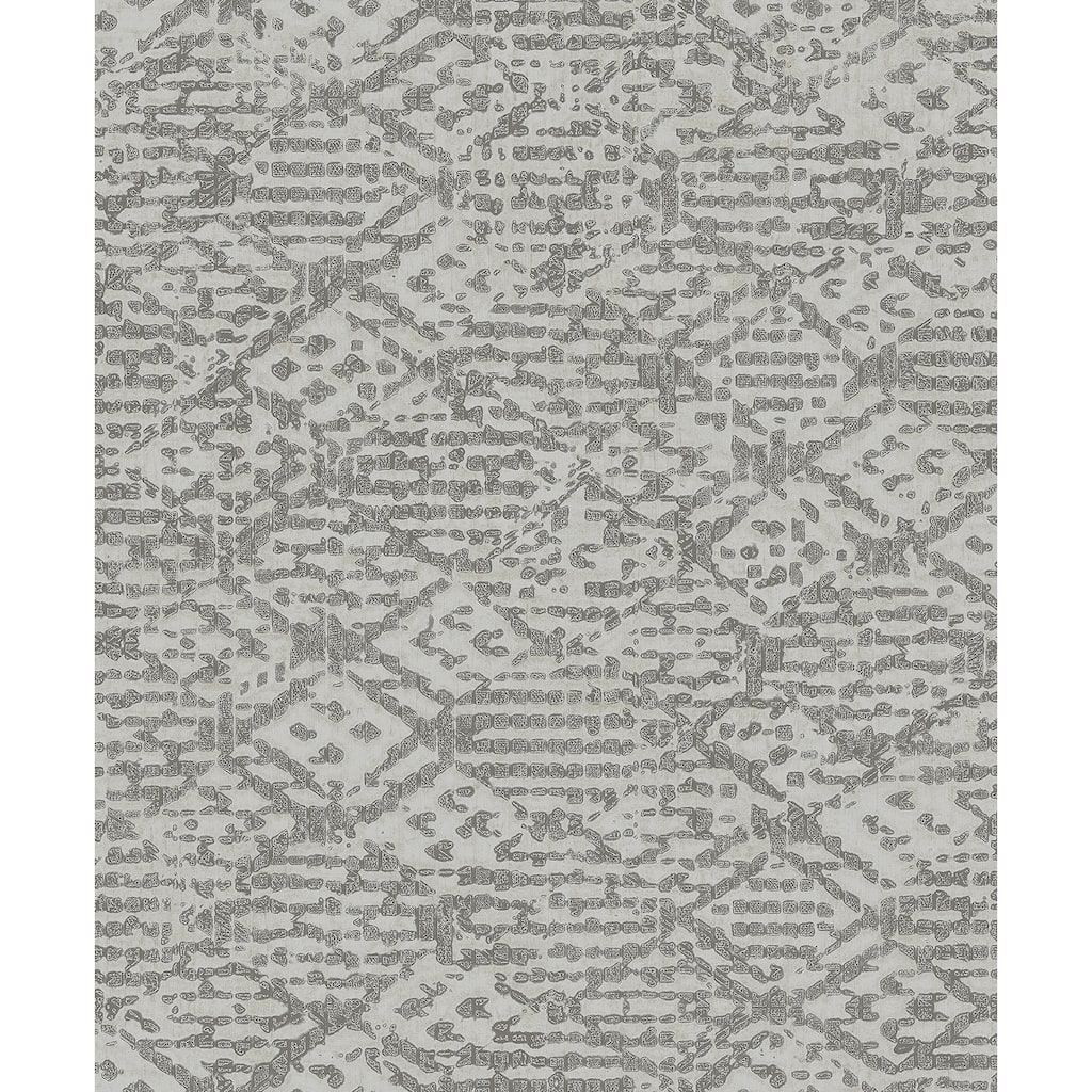A-Street Prints Helene Pewter Glitter Geometric Wallpaper