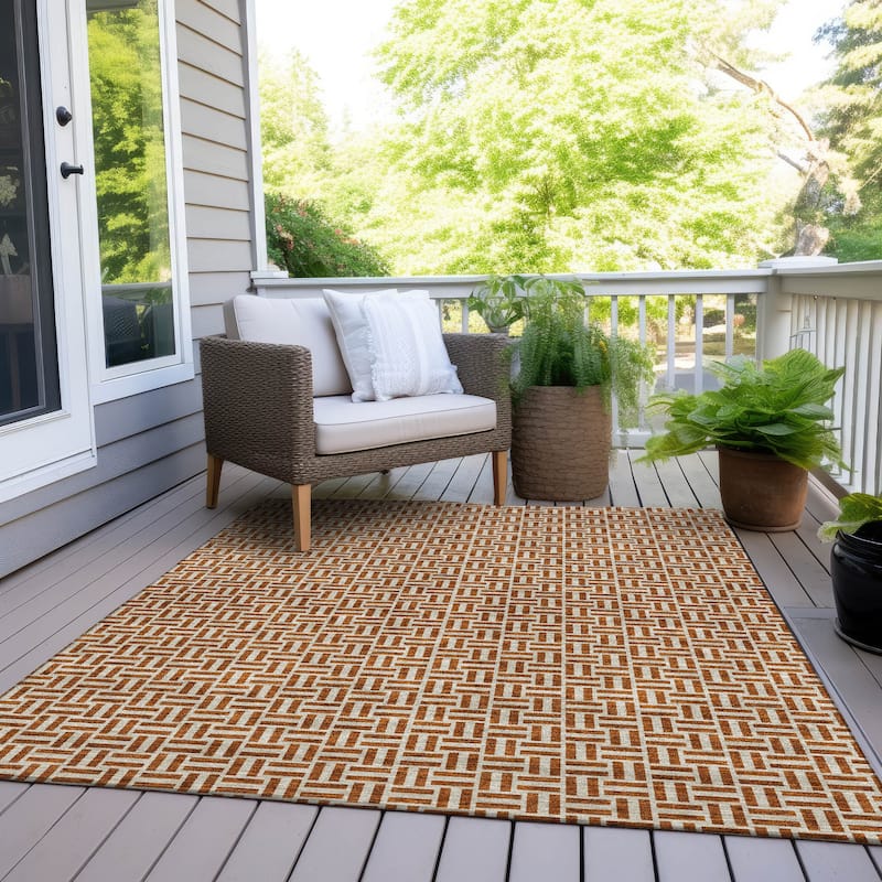 Machine Washable Indoor/ Outdoor Chantille Contemporary Casual Rug - Paprika - 10' x 14'