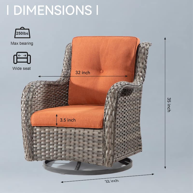 Cozywor Brown Wicker Patio Swivel Rocking Chair