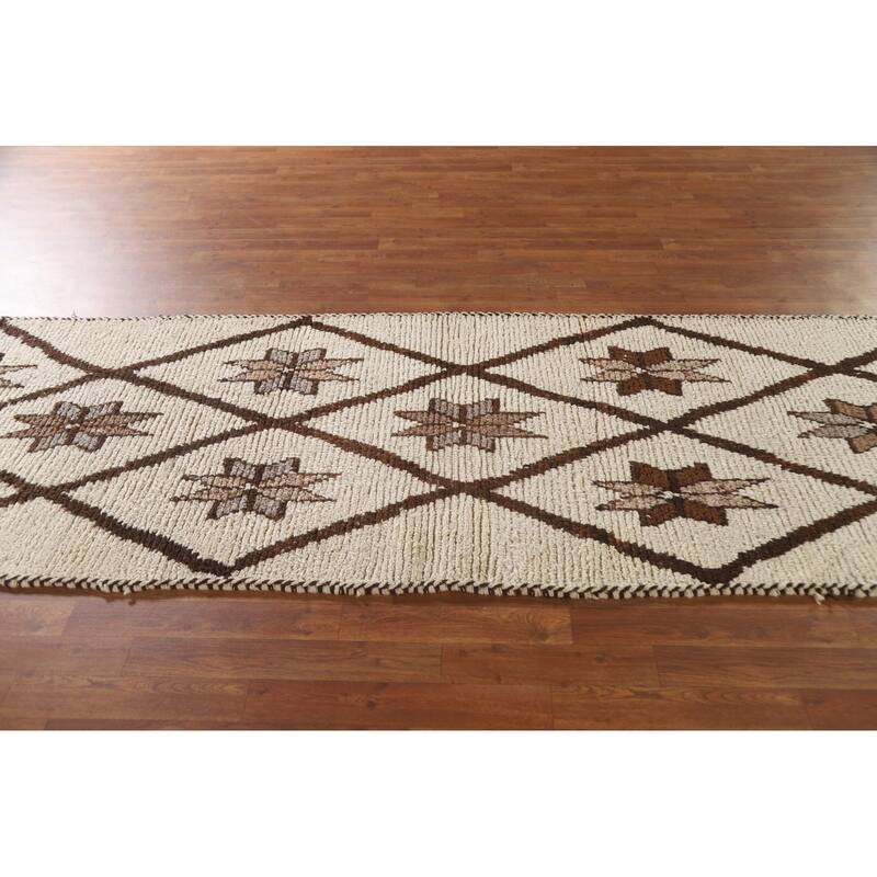 Natural Dye Anatolian Oriental Runner Rug Hand-knotted Wool Carpet - 3'5"x 10'7"