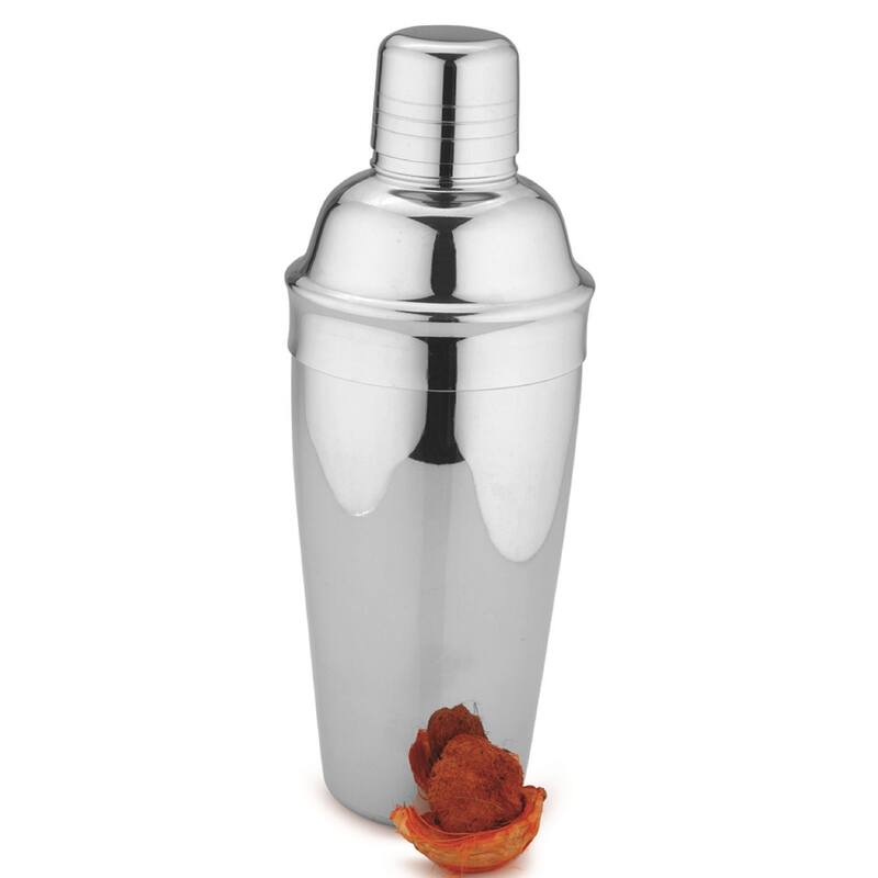 Sol Living Deluxe Stainless Steel Cocktail Shaker with Strainer - Silver - Shiny