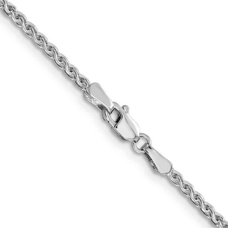 Curata 14k White Gold 1.8mm Solid D Cut Spiga Link Bracelet 7 Inch Lobster Claw