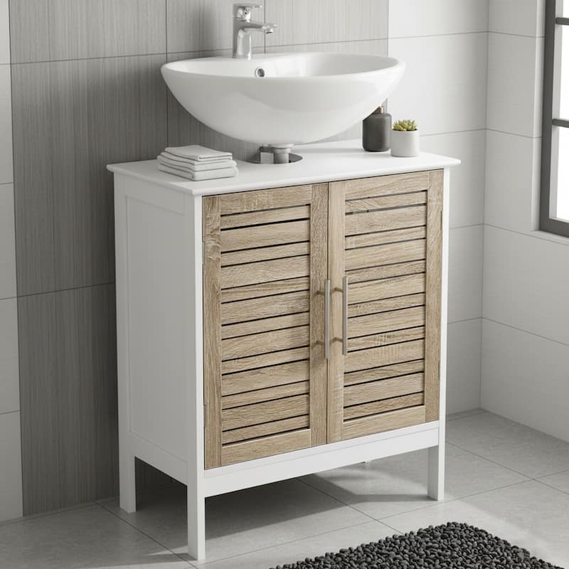 Stockholm Vanity Under-Sink Cabinet Double Vented Doors - 24"L x 11.8"D x 27.9"H