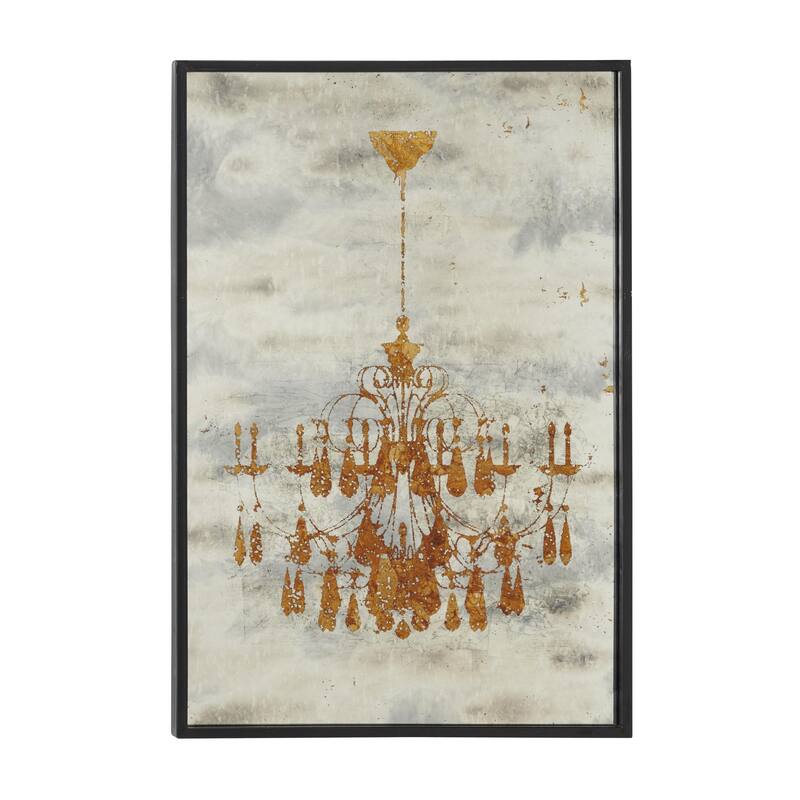 Metal Abstract Wall Decor with Black Frame - Gold - Roche River Decor - Gold