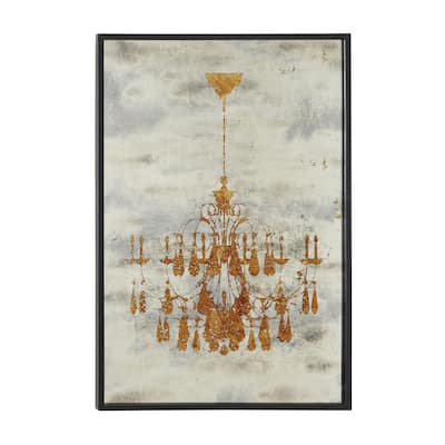 Metal Abstract Wall Decor with Black Frame - Gold - Roche River Decor