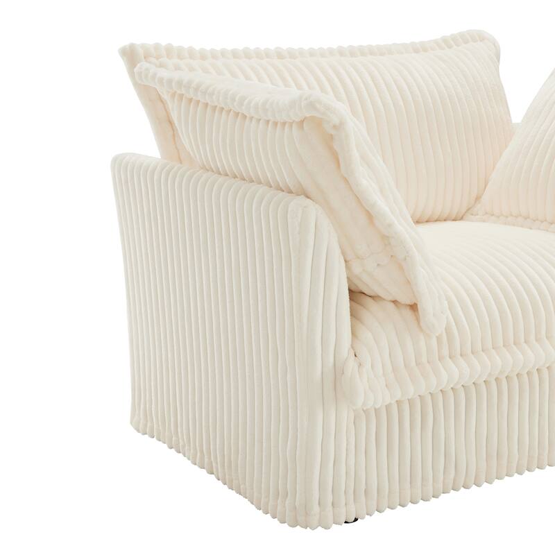 156.6" Corduroy U-Shape 4-Seater Sectional Sofa with Removable Slipcover, Deep Seat Design and French Edge Detailing