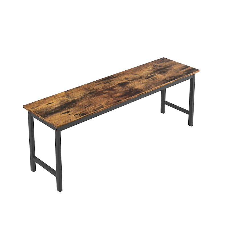 3-Piece Farmhouse Kitchen Table Set with Two Benches, Metal Frame, and MDF Board