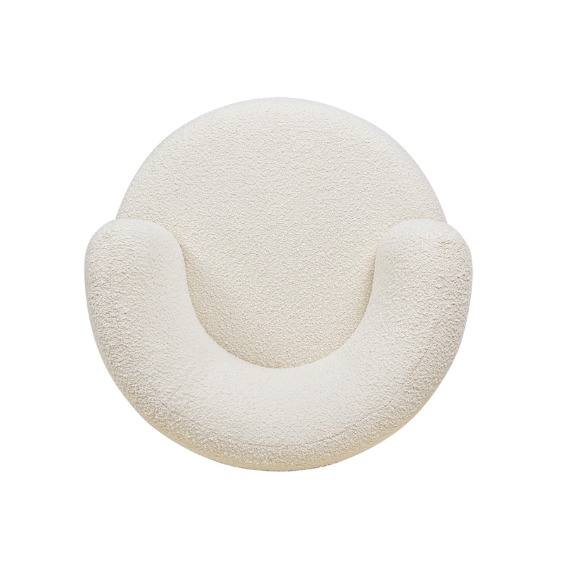 Fuji 34" Mid-Century Modern Boucle Faux Sherpa Swivel Accent Chair