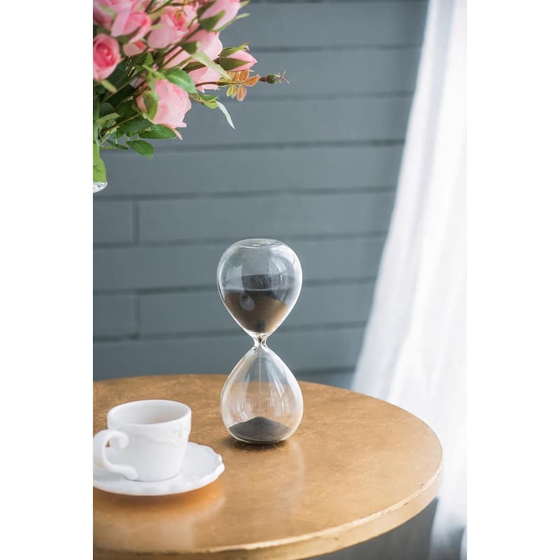 Set of 2, 8" Ferdinand 30-Minute Hourglass, Black Sand