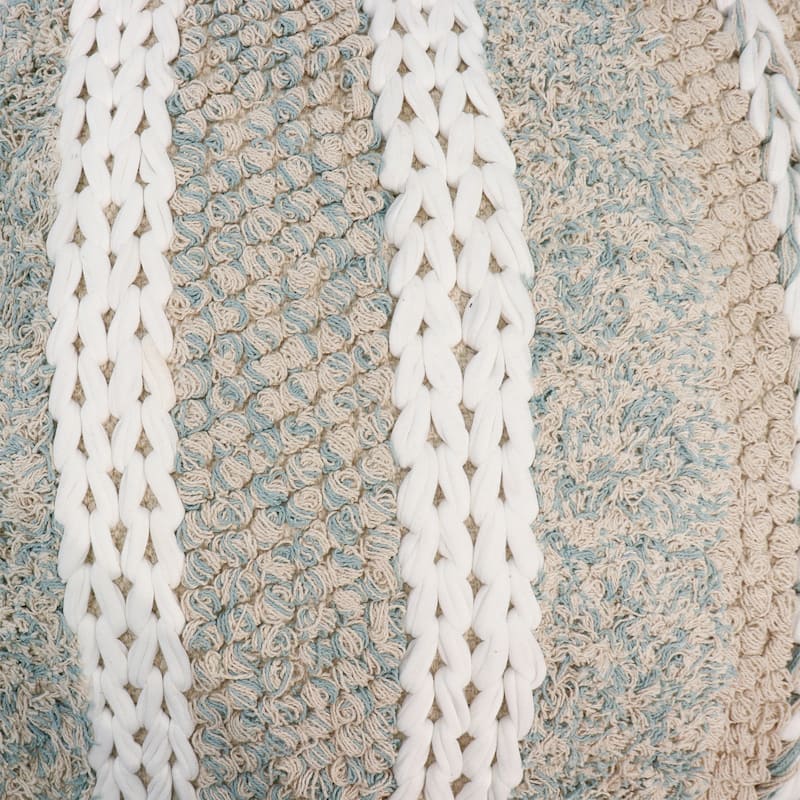 Pasargad Home Grandcanyon Braided Cotton Pouf, 20" Beige