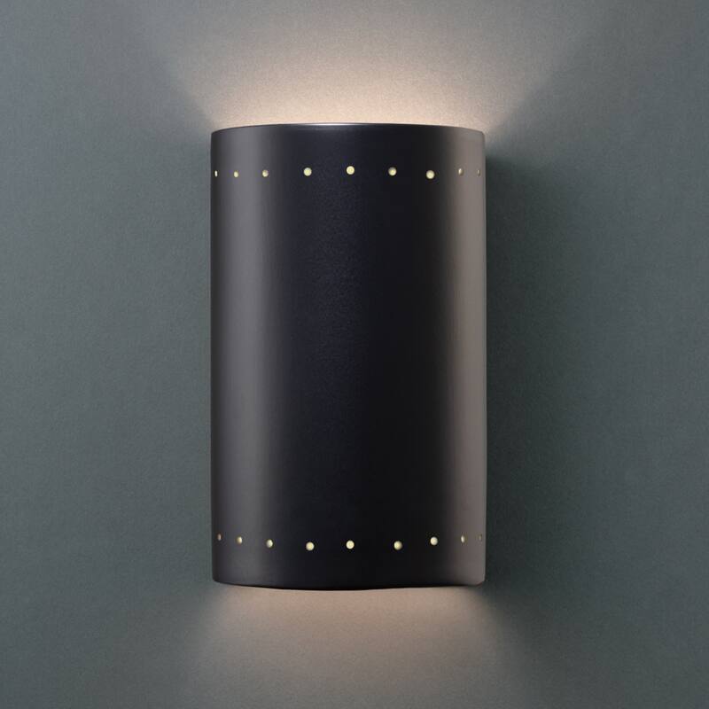 Justice Design Ambiance - Small ADA Cylinder w/ Perfs Wall Sconce - Open Top & Bottom - Replaceable Bulb