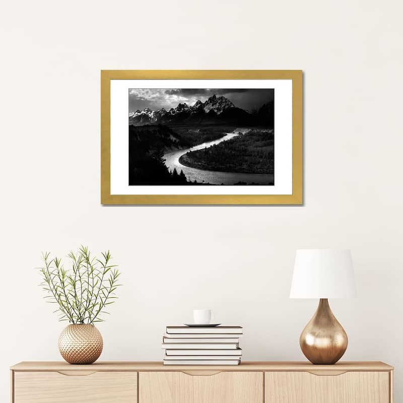 iCanvas "The Tetons - Sn-ke River" by Ansel Adams