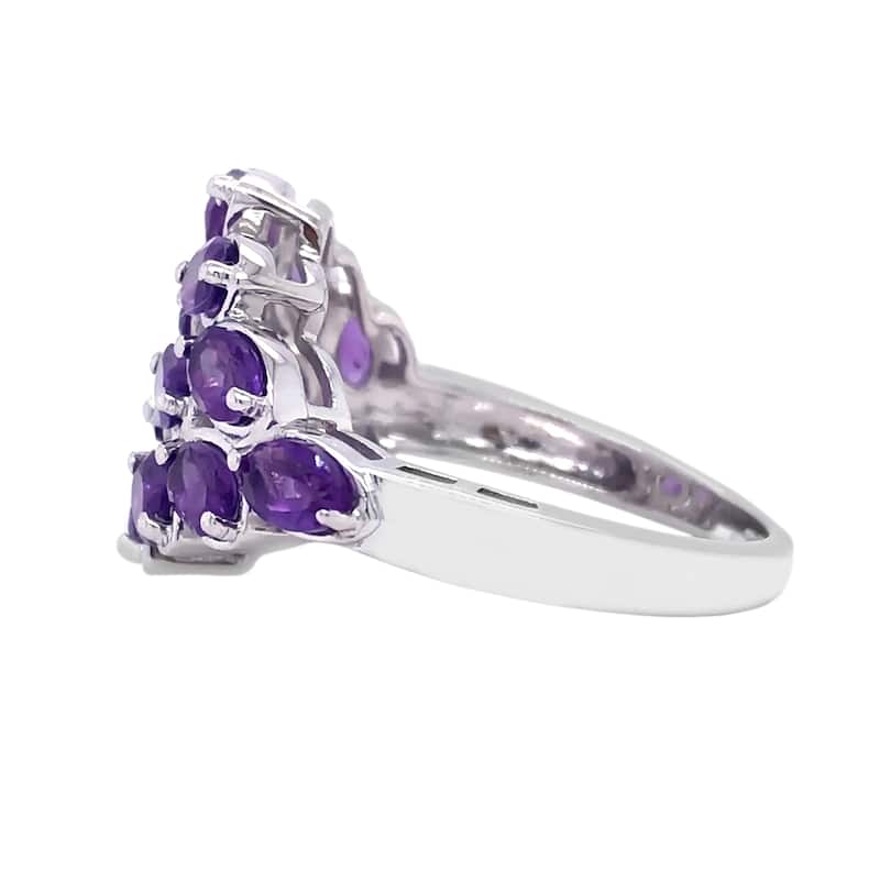 925 Sterling Silver 4x3mm Oval Cocktail African Amethyst Ring