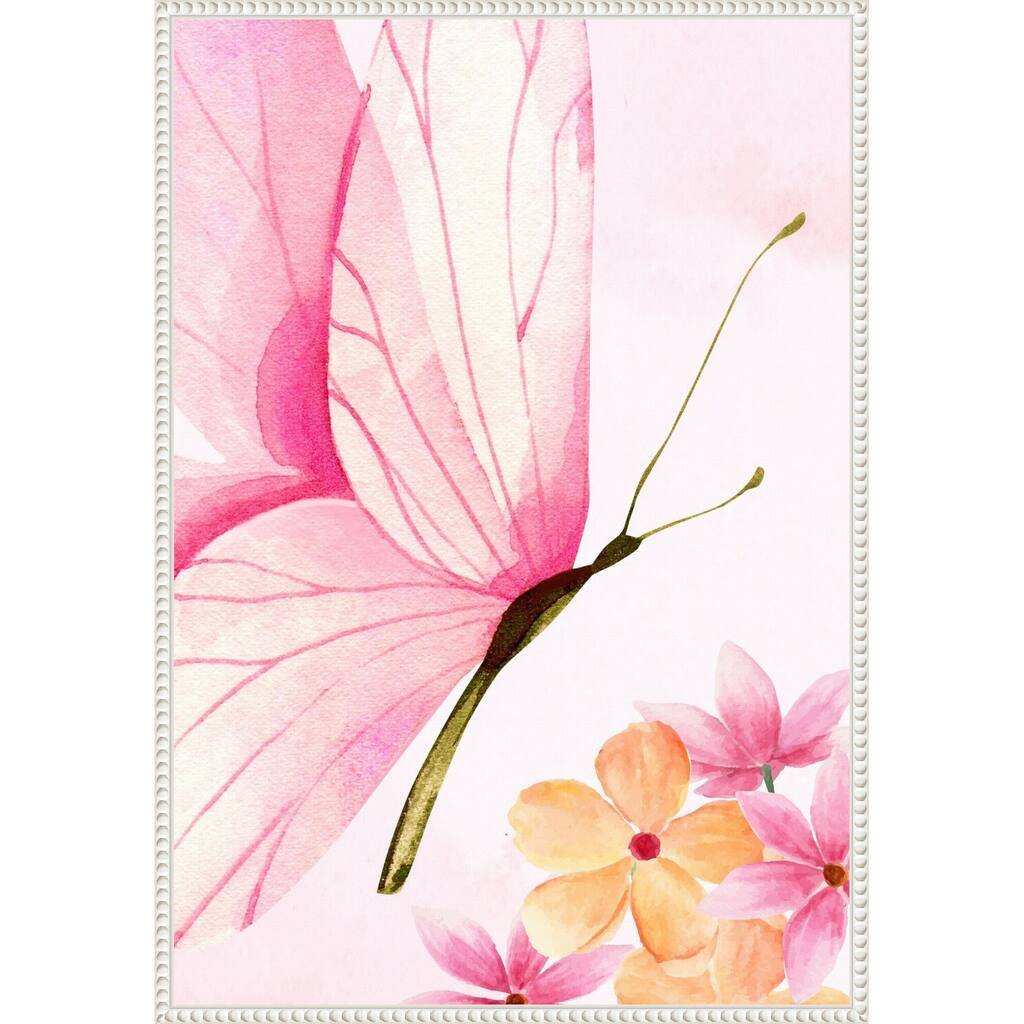 Pink Floral Butterfly by Saskia Michele Framed Canvas Wall Art Print