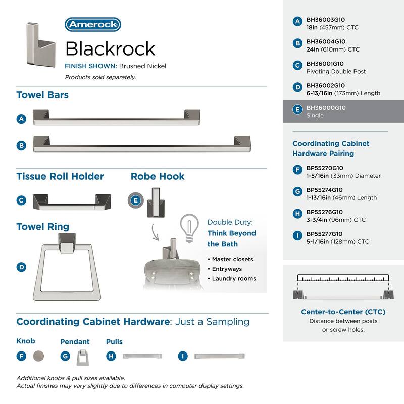 Amerock Blackrock Single Robe Hook