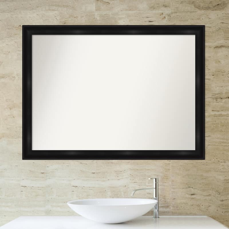 Non-Beveled Bathroom Wall Mirror - Grand Black Narrow Frame