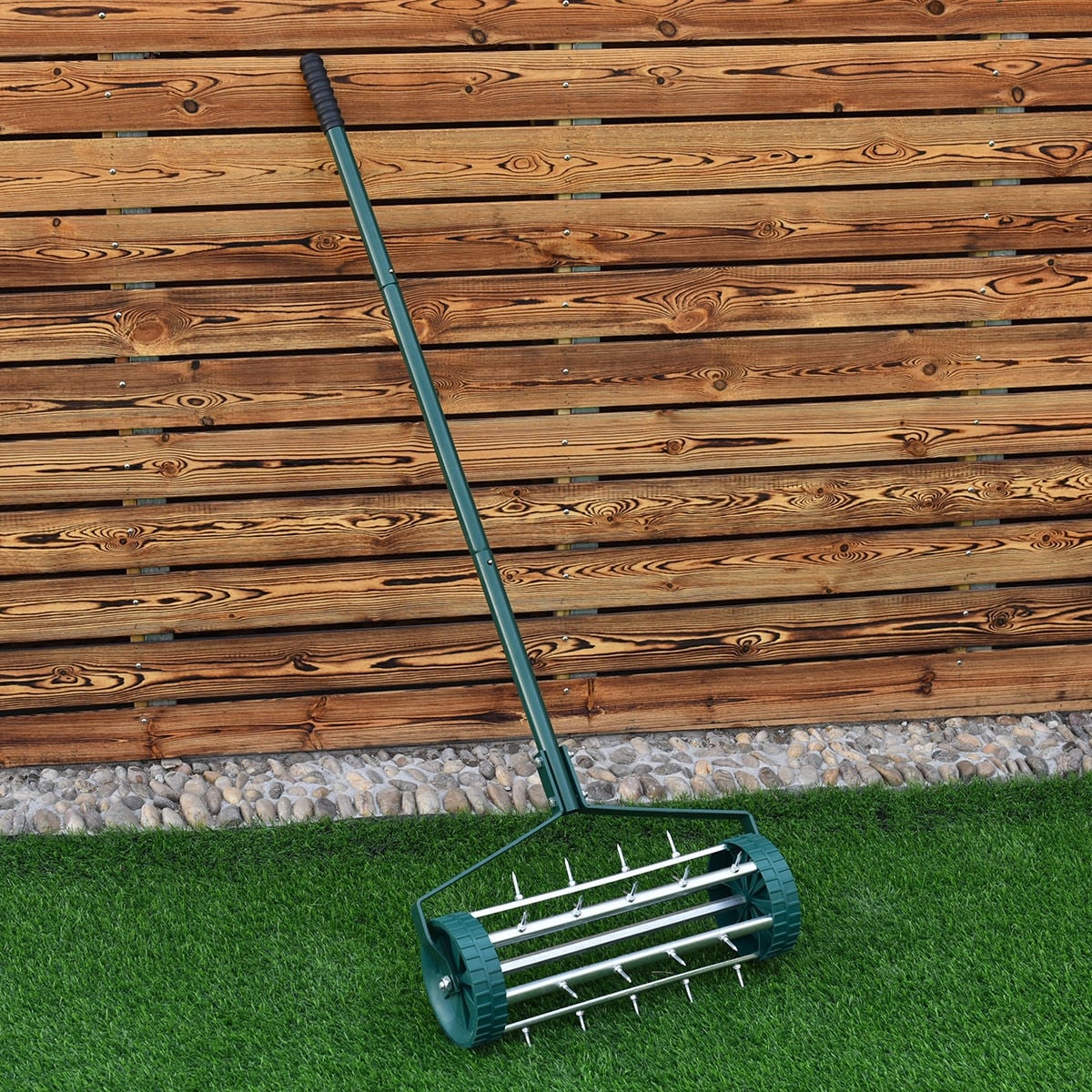 Gymax rolling store garden lawn aerator