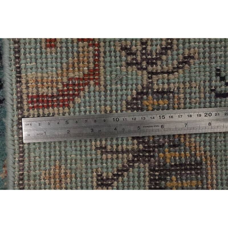 Hand Knotted Oriental 100% Wool Carpet Transitional All-Over Navy Blue & Blues Oushak Runner Rug - 7' 10'' X 2' 5''