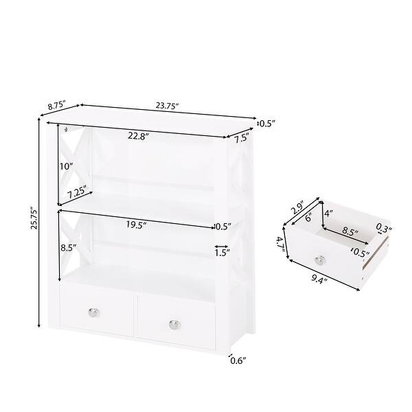 Loverin Modern WallMounted Bathroom Storage with Drawers by