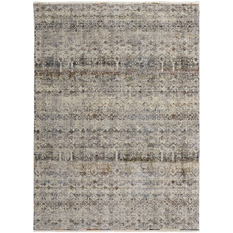 Togi Power Loomed Distressed Geometric Modern Non Skid with Fringe Area Rug By HomeRoots