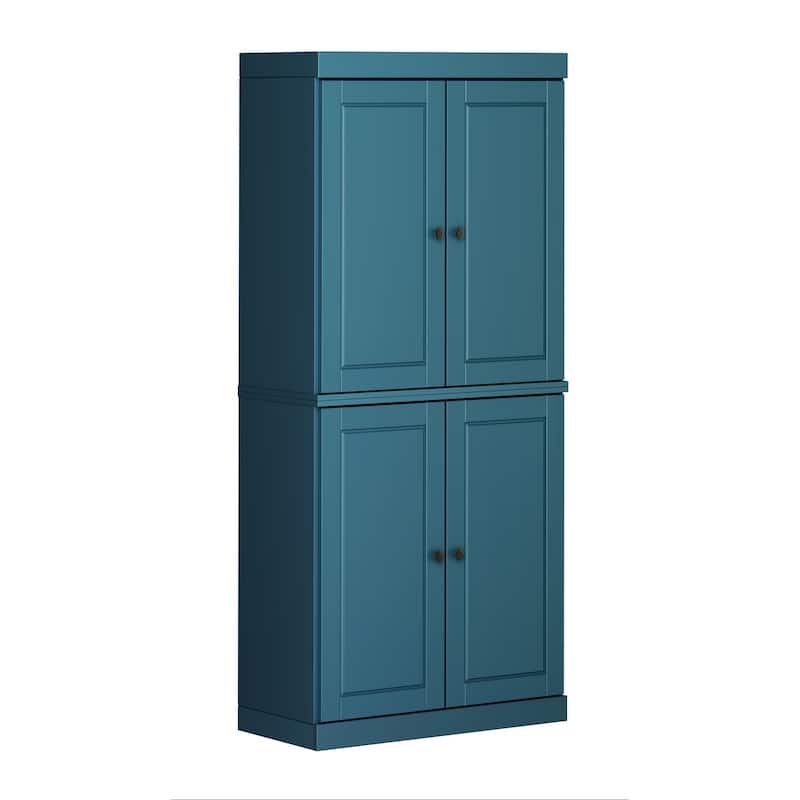 Palace Imports 100% Solid Wood Pantry Cabinet with Frosted, Clear Glass or Solid Doors and Adjustable Shelves