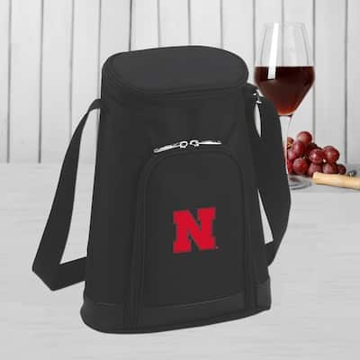 NCAA Nebraska University Cornhuskers Stylish 2 Bottle Insulated Wine Tote Bag with Cheese Board, Knife and Corkscrew