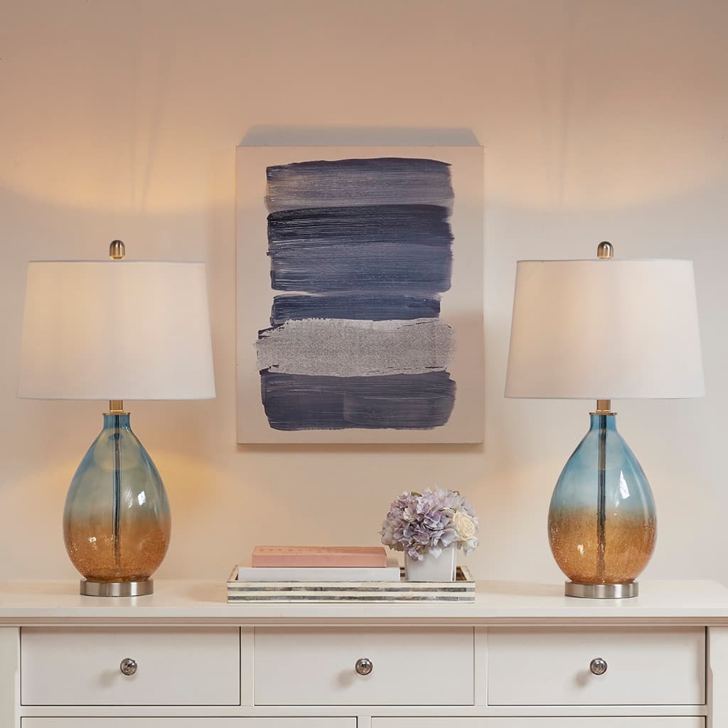Cortina Ombre Glass Table Lamp, Set of 2 for living room,bedroom,and dining room