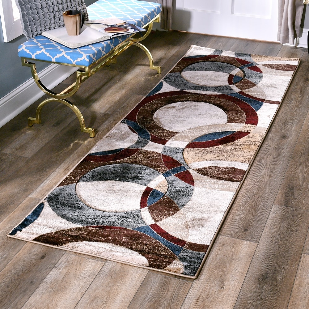 Orelsi Brown/Grey Polyester Area Rug