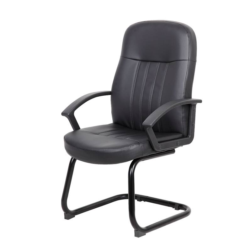 Luke Executive Armchair with Cantilever Frame, Black Faux Leather