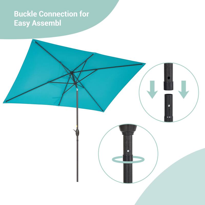 AOOLIMICS 10×6.5FT Rectangular Patio Umbrella with UV Protection, Easy Tilt, and Wind-Resistant Features