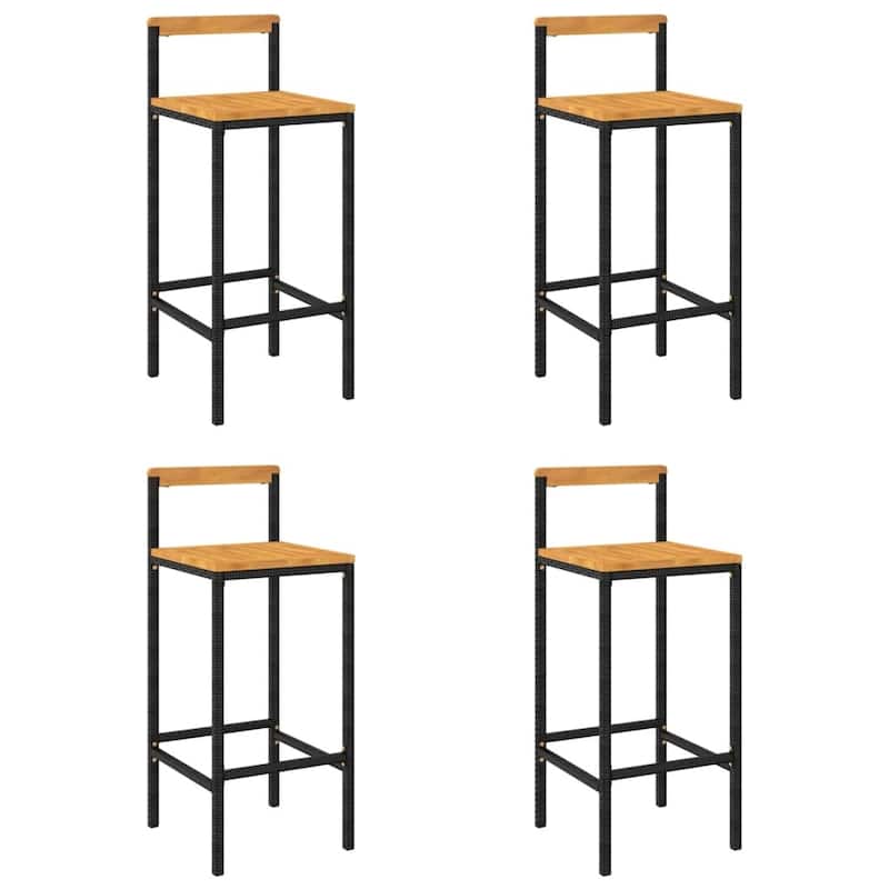 vidaXL Bar Stools 2/4 pcs Poly Rattan and Solid Wood Acacia