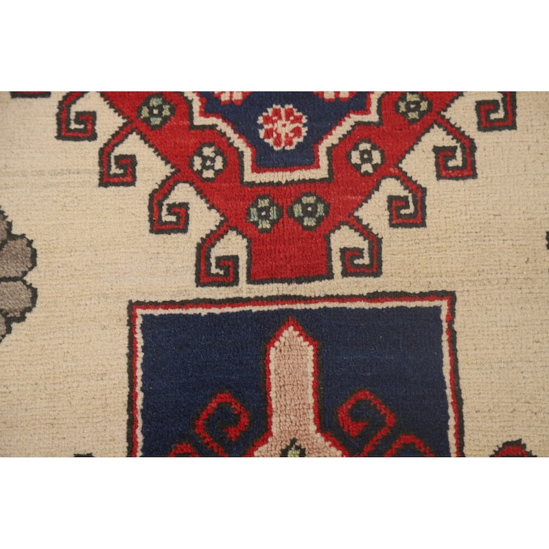 Kazak Oriental Area Rug Hand-Knotted Geometric Wool Carpet - 8'4"x 11'8"