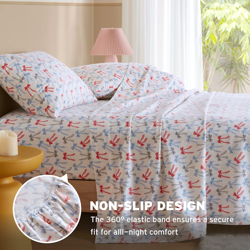 Intelligent Design Cozy Soft Cotton Flannel Printed Sheet Set