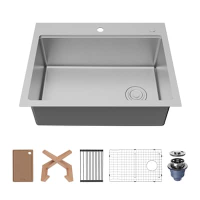 Karran USA WSTMSB2833-PK1 Fusion 28" Drop In Single Basin Stainless