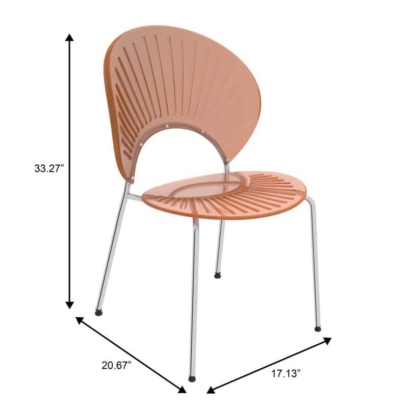 Opulent Modern Stackable Solid Back Accent Dining Chair with Chrome Metal Base and Floor Plastic Glides for Home or Office