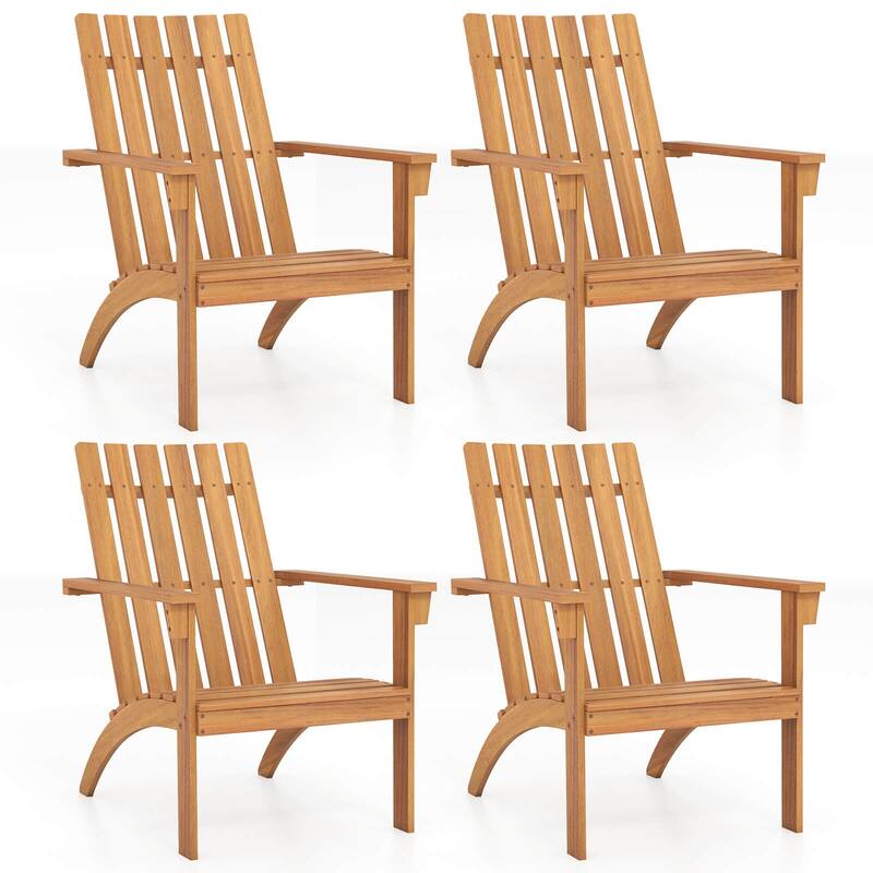 Costway 1/2/4 PCS Patio Adirondack Chair with Inclined Seat High - 4 PCS