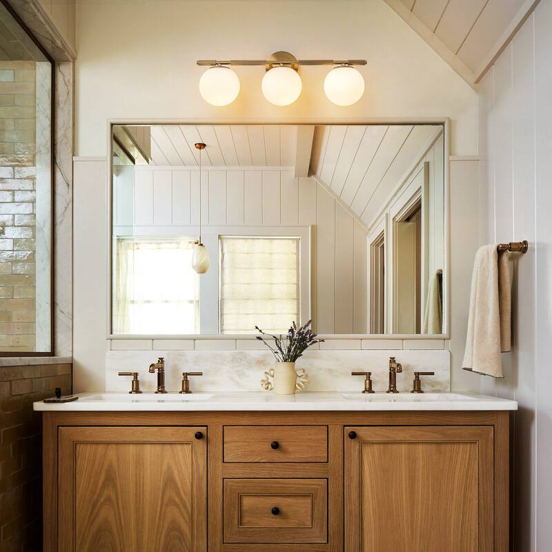 3-Light Modern Linear Bathroom Vanity Light with Opal Glass Globe - 23.2-in W x 6.9-in D x 8.3-in H