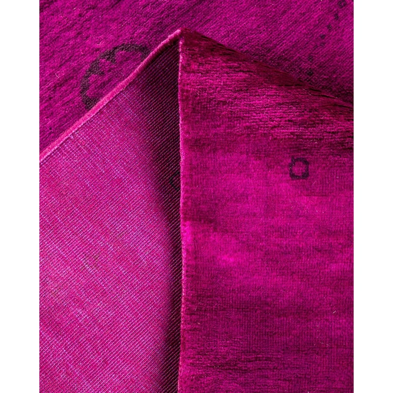 Overton Hand Knotted Wool Vintage Inspired Modern Contemporary Overdyed Plum Area Rug - 12' 2" x 14' 10"