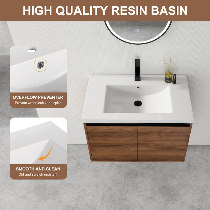BNK 16"/20"/24"/30"/36" Single Sink Bathroom Vanity with Soft Close Door and Shelf
