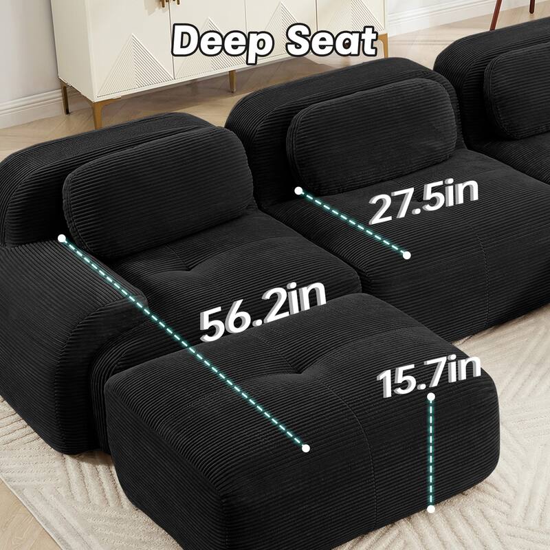 Sectional Sofa Couch Modular Sofa Couch for Living Room, Rustic Loveseat 2-Seater Sofa Couch Black Settee