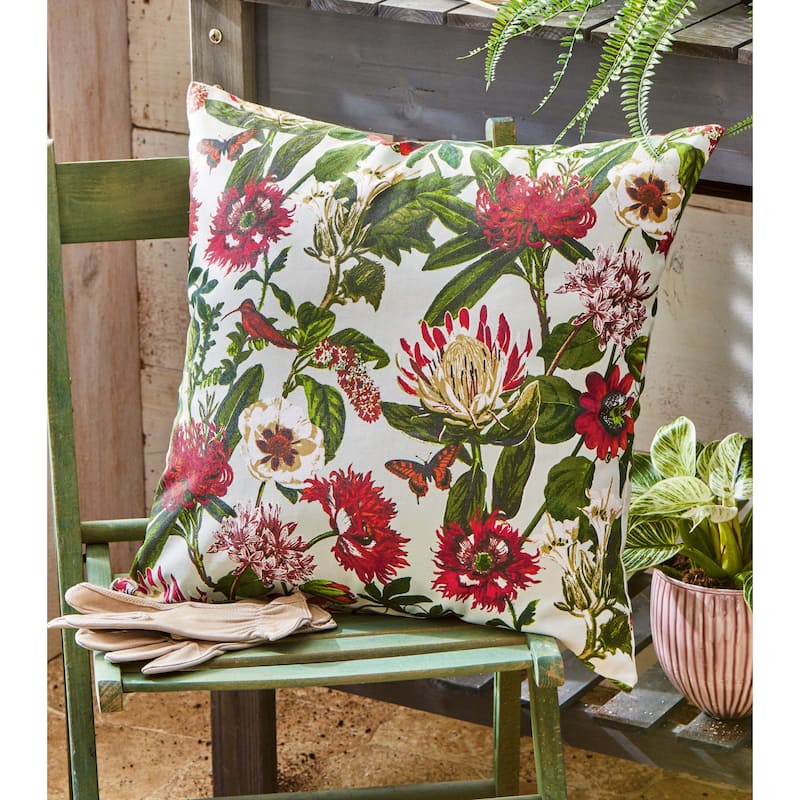 In The Garden Botanical Pillow Leaf Print Cotton Machine Wash Throw Pillow Square 20x20 inch