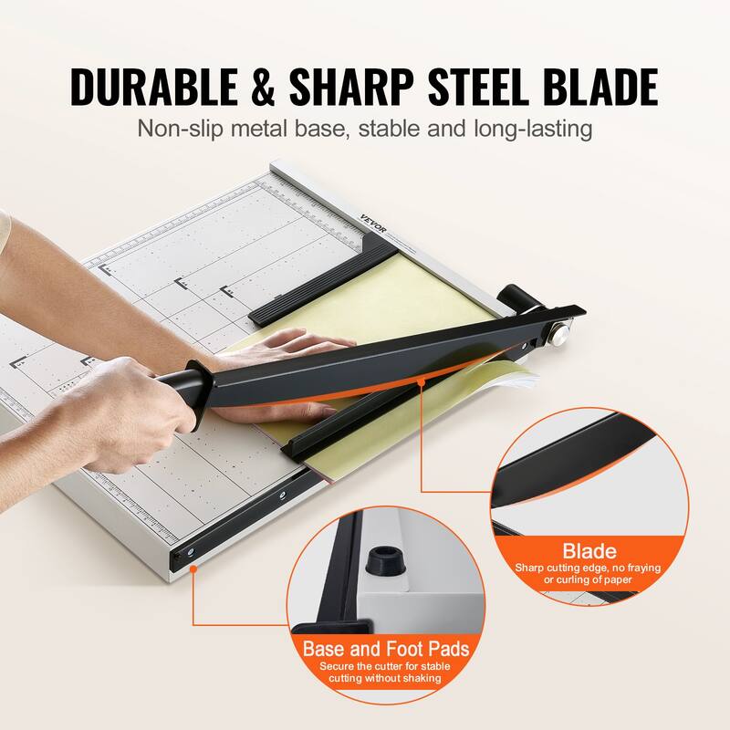 VEVOR Paper Cutter Guillotine Trimmer 15"/18" Cut Length 16/20 Sheets Capacity, Heavy Duty Guillotine Paper Cutter