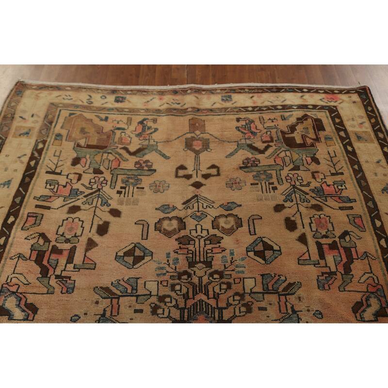Ardebil Persian Vintage Rug Handmade Wool Carpet - 6'1"x 9'6"