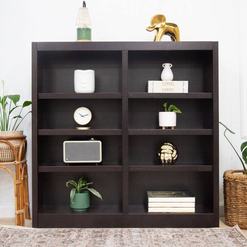 Concepts in Wood Double Wide Wood Bookcase, 8 Shelf, 48 inch Tall - Espresso